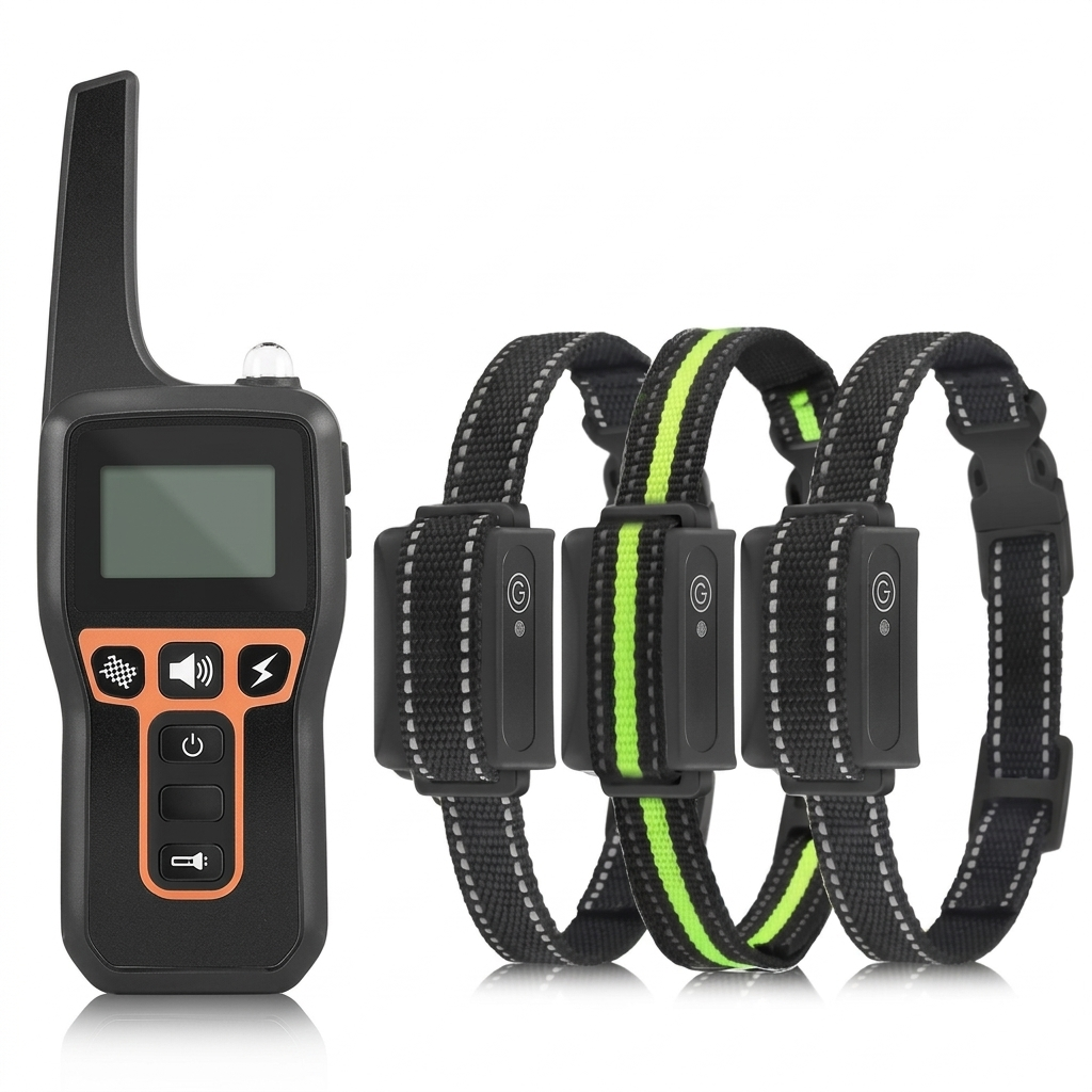 Waterproof dog training collar by tail-wagged with adjustable modes, 1000m range, and shock feature for effective behavior control.