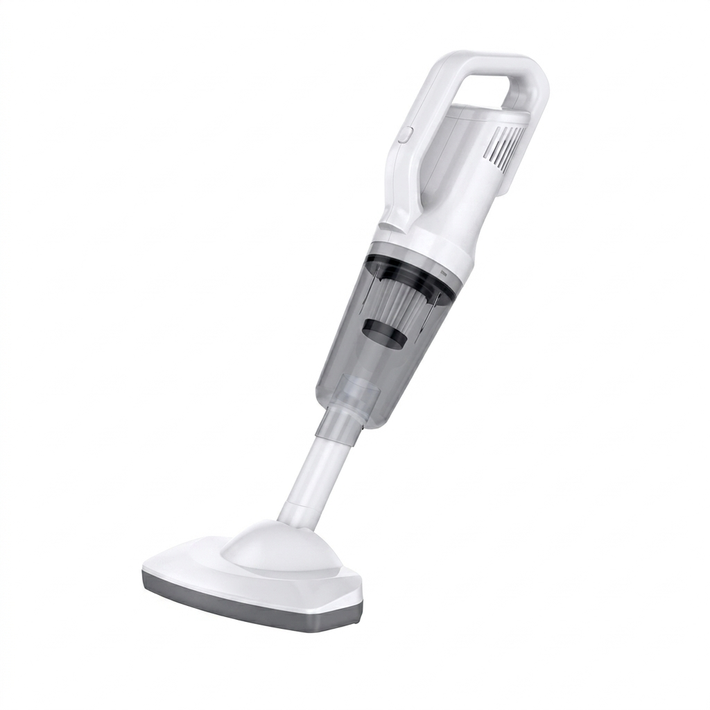 Tail-wagged PowerClean cordless pet vacuum with 12000 Pa suction, lightweight design for effortless pet hair removal.