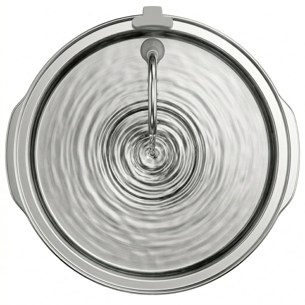 Tail-wagged dog water fountain with ultra-quiet pump and 1.8-gallon capacity, featuring a large drinking basin for healthy hydration.