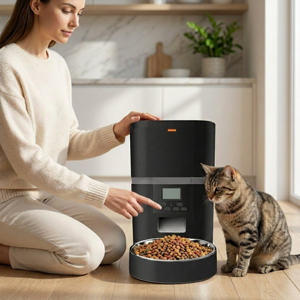 Automatic Cat Feeder | Programmable Timer Design with Large Capacity | Hassle-Free Feeding Solution for Busy Pet Owners