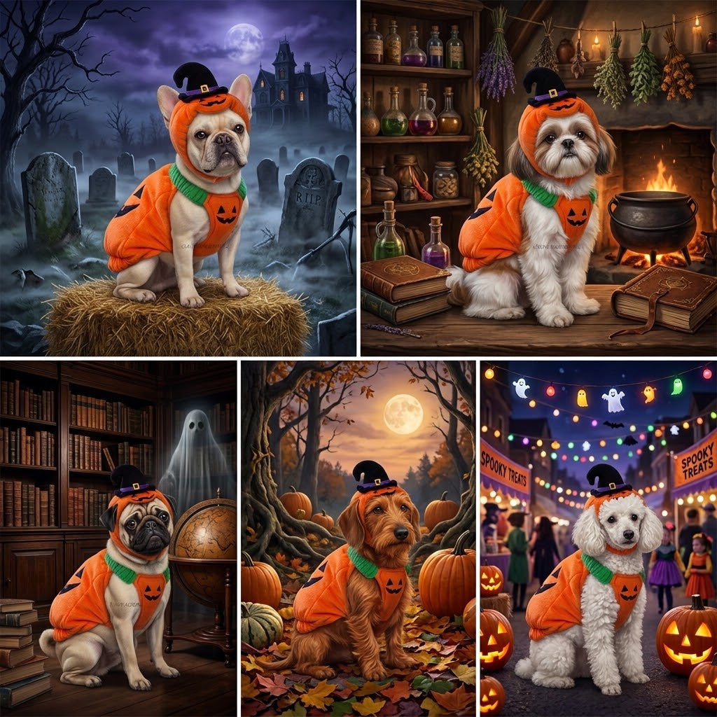 Pawswins Premium Pumpkin Pet Costume for Halloween with Lightweight Design