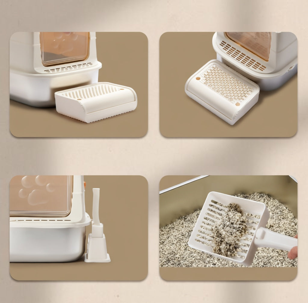 S01 Collection | Cat Litter Box with Enclosed Stainless Steel Design | Easy Clean for Enhanced Pet Hygiene