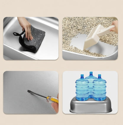 S01 Collection | Cat Litter Box with Enclosed Stainless Steel Design | Easy Clean for Enhanced Pet Hygiene