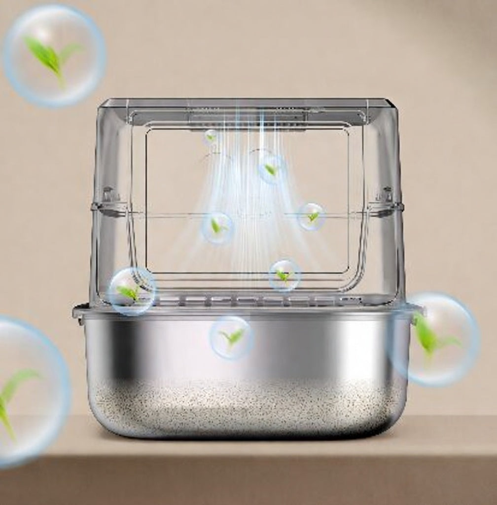 S01 Collection | Cat Litter Box with Enclosed Stainless Steel Design | Easy Clean for Enhanced Pet Hygiene