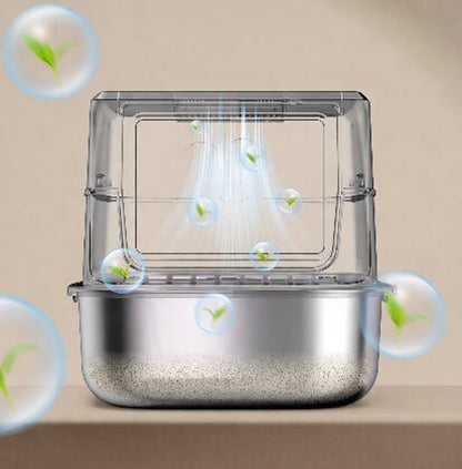 S01 Collection | Cat Litter Box with Enclosed Stainless Steel Design | Easy Clean for Enhanced Pet Hygiene