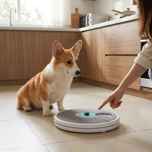Tail-wagged dog grooming tool with rotatable nail file and interactive training board for safe pet nail care and grooming.