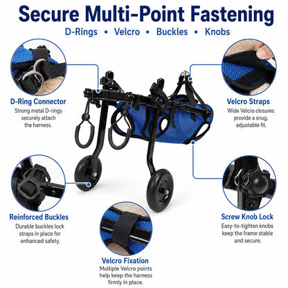 Adjustable Dog Wheelchair for Back Legs with Breathable Harness | Mobility Support for Small Dogs 7
