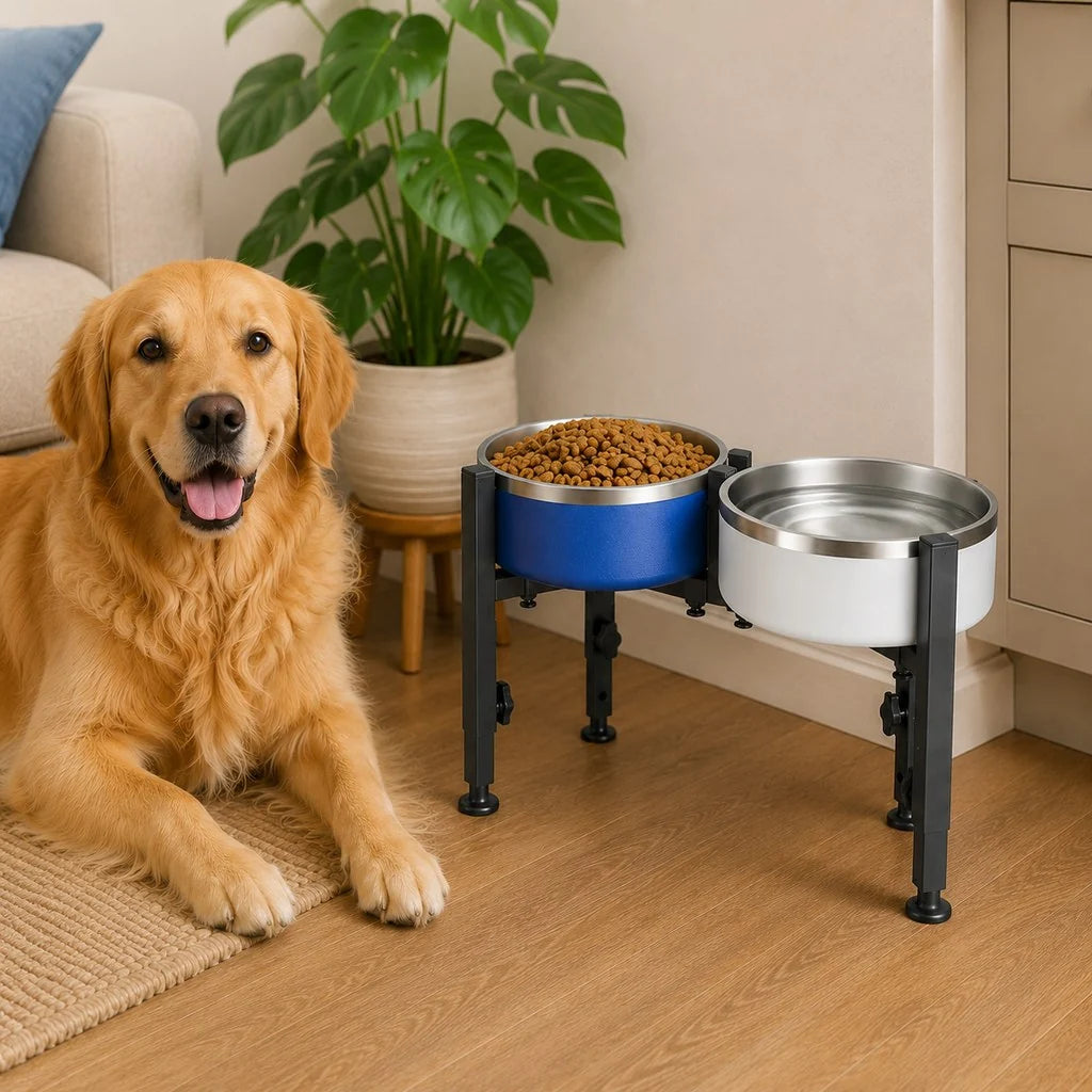 Adjustable Elevated Dog Bowl Stand with Removable Stainless Steel Bowl - Comfortable Feeding Solution for All Dog Sizes 1