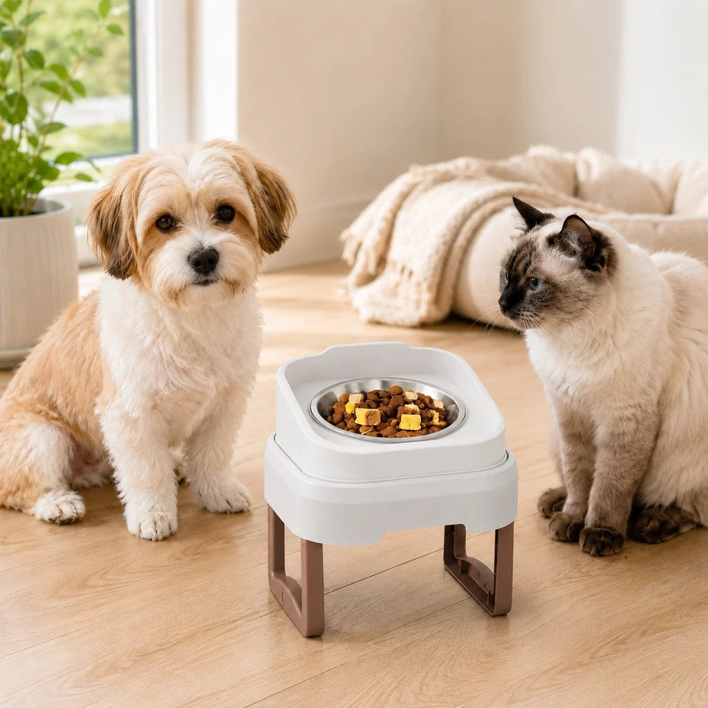 Adjustable Elevated Slow Feeder Dog Bowl with Stainless Steel Tray | Mess-Free Mealtime for Cats & Small Dogs 10