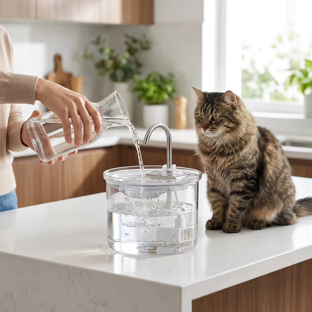 AquaGlow | Pet Water Fountain with 2L Capacity & Elegant Glass Design | Encourages Hydration for Cats and Dogs