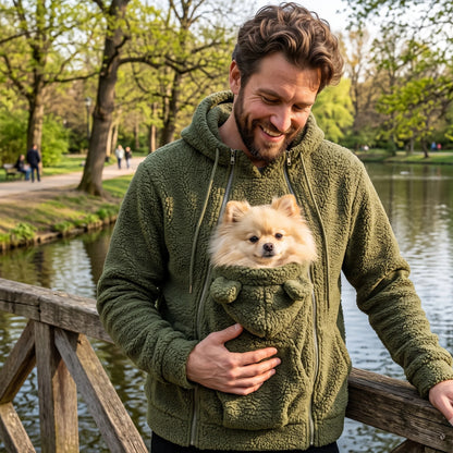 Cozy Companion | Teddy Fleece Pet Carrier Hoodie with Spacious Pouch | Perfect for Cuddling and On-the-Go Comfort 10