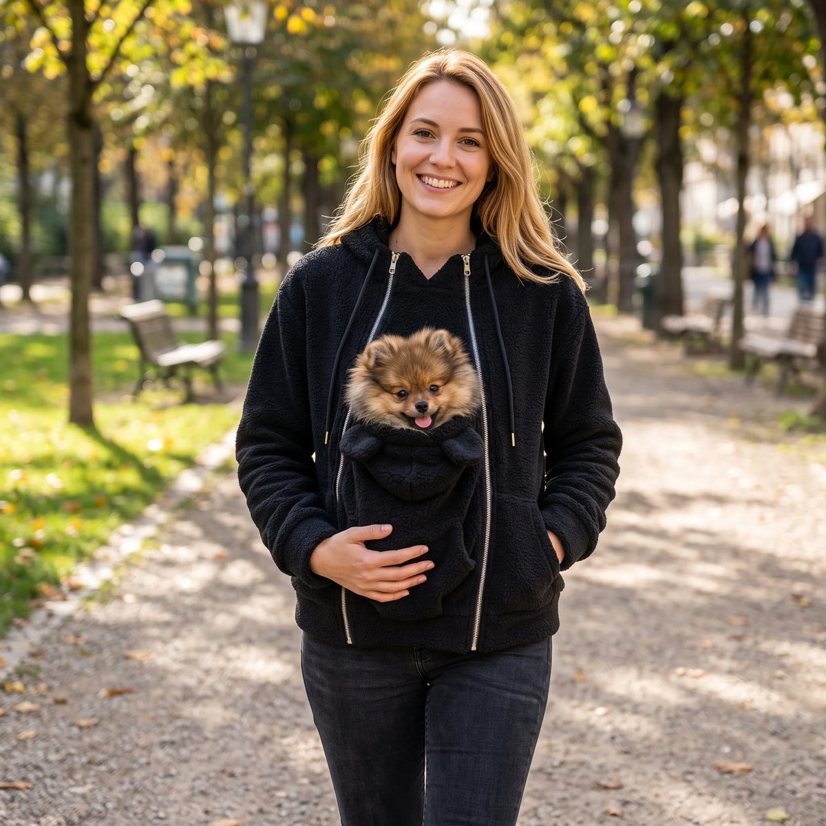 Cozy Companion | Teddy Fleece Pet Carrier Hoodie with Spacious Pouch | Perfect for Cuddling and On-the-Go Comfort 11