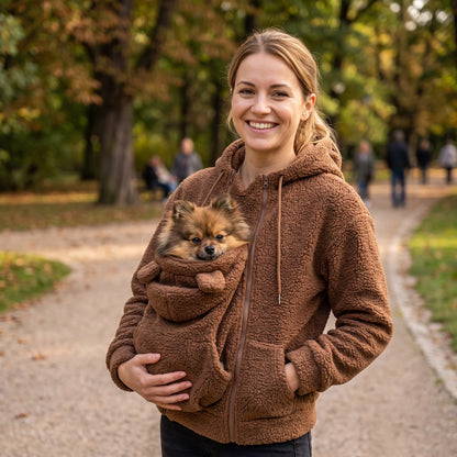 Cozy Companion | Teddy Fleece Pet Carrier Hoodie with Spacious Pouch | Perfect for Cuddling and On-the-Go Comfort 12
