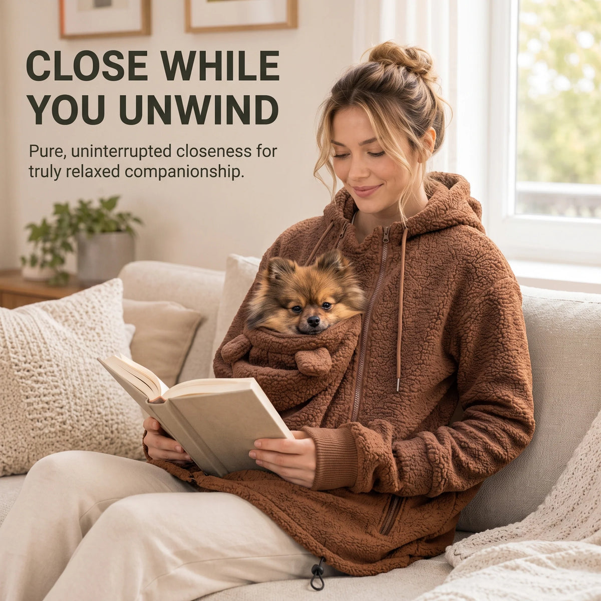 Cozy Companion | Teddy Fleece Pet Carrier Hoodie with Spacious Pouch | Perfect for Cuddling and On-the-Go Comfort 2
