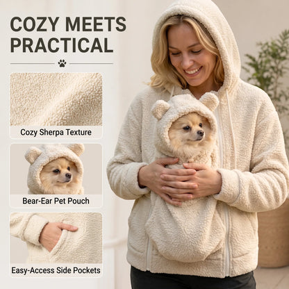 Cozy Companion | Teddy Fleece Pet Carrier Hoodie with Spacious Pouch | Perfect for Cuddling and On-the-Go Comfort 3