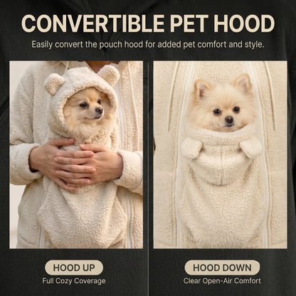 Cozy Companion | Teddy Fleece Pet Carrier Hoodie with Spacious Pouch | Perfect for Cuddling and On-the-Go Comfort 4