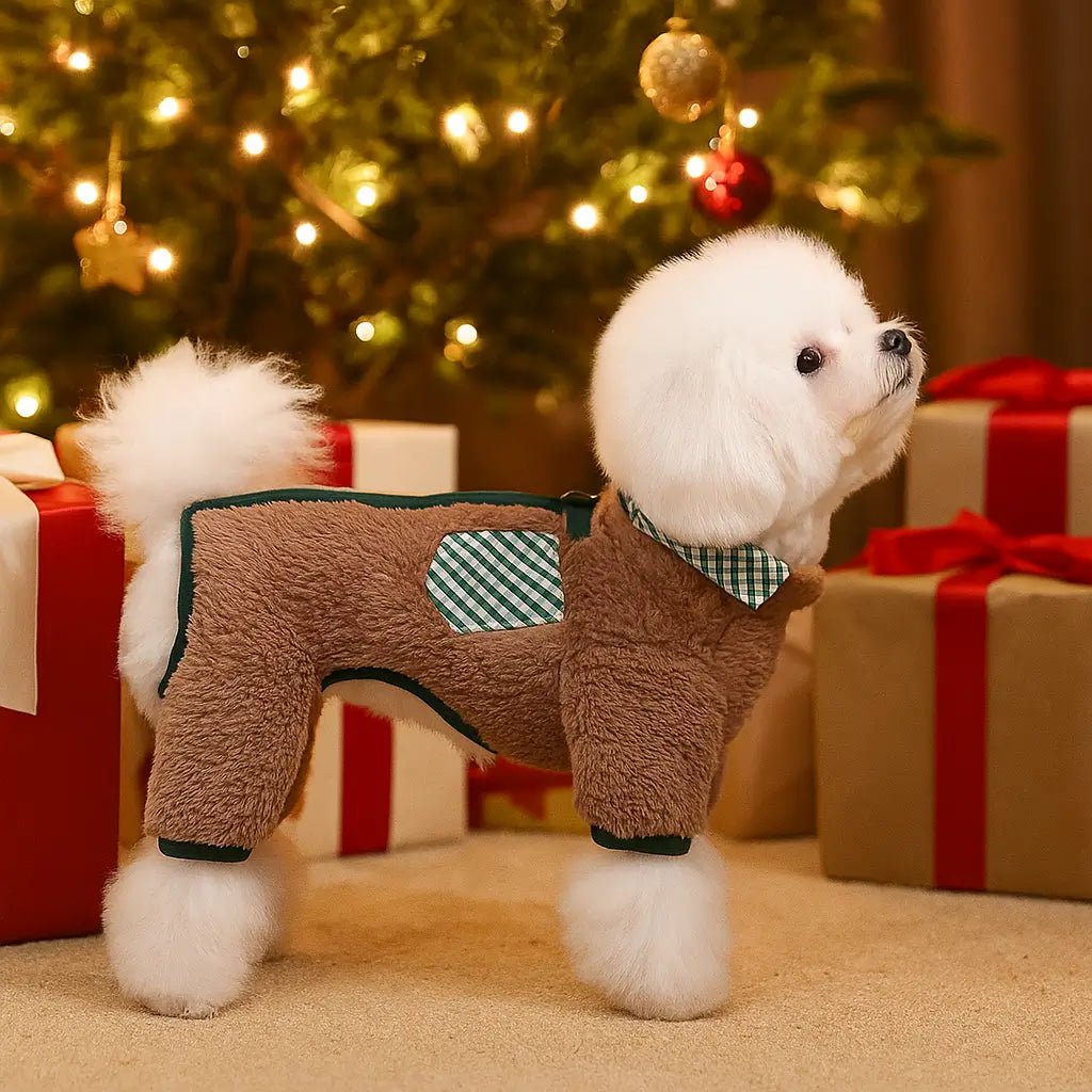 Cozy Fleece Dog Coat | Stylish Dog Jacket with Zip & Pocket | Warm Winter Comfort for Small to Medium Dogs 0