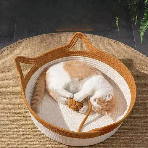 Cozy Nest | Cat Bed with Handwoven Cotton Rope Design | Stylish Retreat for Cats 0