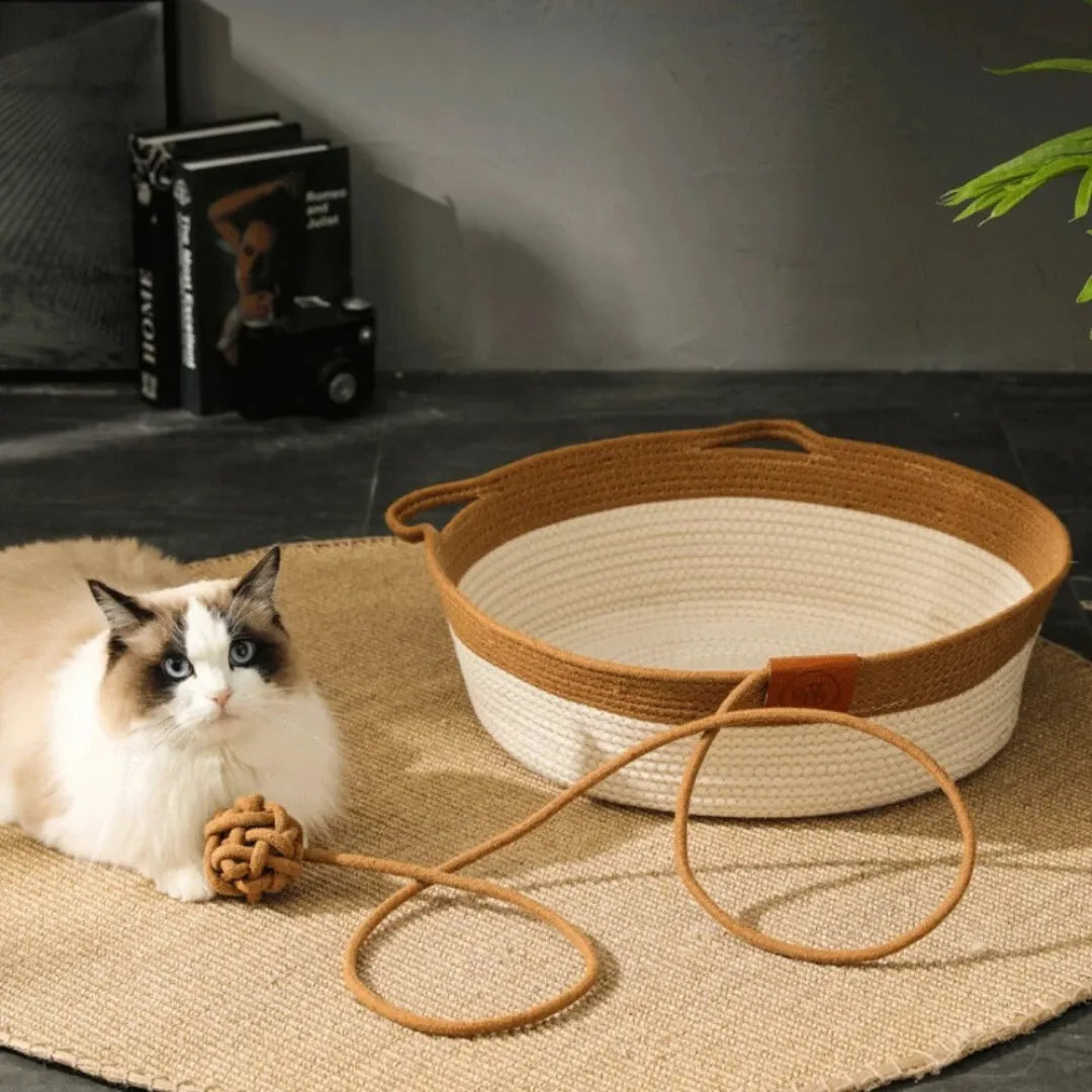 Cozy Nest | Cat Bed with Handwoven Cotton Rope Design | Stylish Retreat for Cats 1