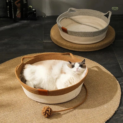 Cozy Nest | Cat Bed with Handwoven Cotton Rope Design | Stylish Retreat for Cats 2