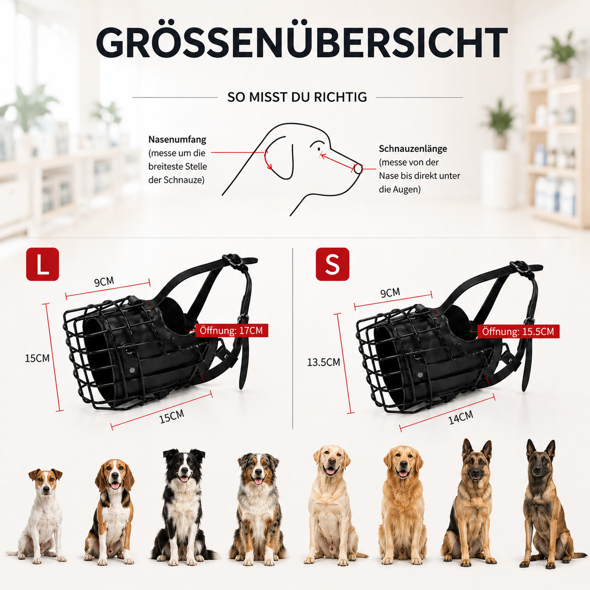 Durable Dog Muzzle | Stainless Steel Basket Muzzle with Adjustable Straps | Breathable Design for Comfort and Safety 5