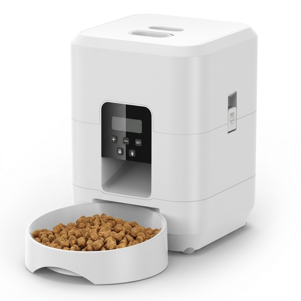 Tail-wagged automatic smart pet feeder with WiFi, timer control, and precise portioning for healthy pets.