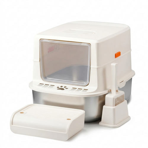 S01 Collection | Cat Litter Box with Enclosed Stainless Steel Design | Easy Clean for Enhanced Pet Hygiene