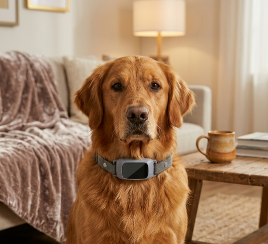 Tail-wagged adjustable anti-bark collar with 5 sensitivity levels, waterproof design for effective dog bark control.