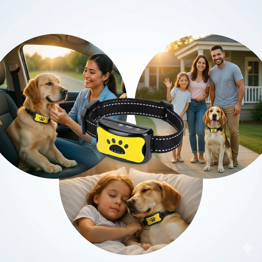 Adjustable Tail-Wagged anti-bark collar with painless vibration and ultrasound for effective dog barking control.