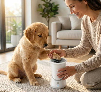 Automatic Dog Paw Cleaner | 360° Rotating Brush with Rechargeable Battery | Effortless Dog Feet Washing for Clean Home