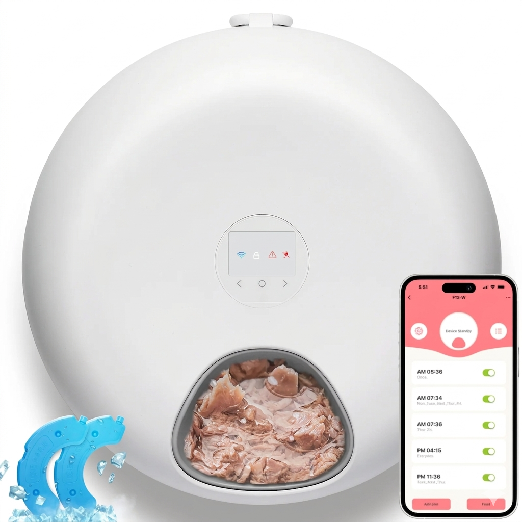 Automatic Pet Feeder with Ice Packs for Fresh Meals | Cordless Design for Convenient Feeding