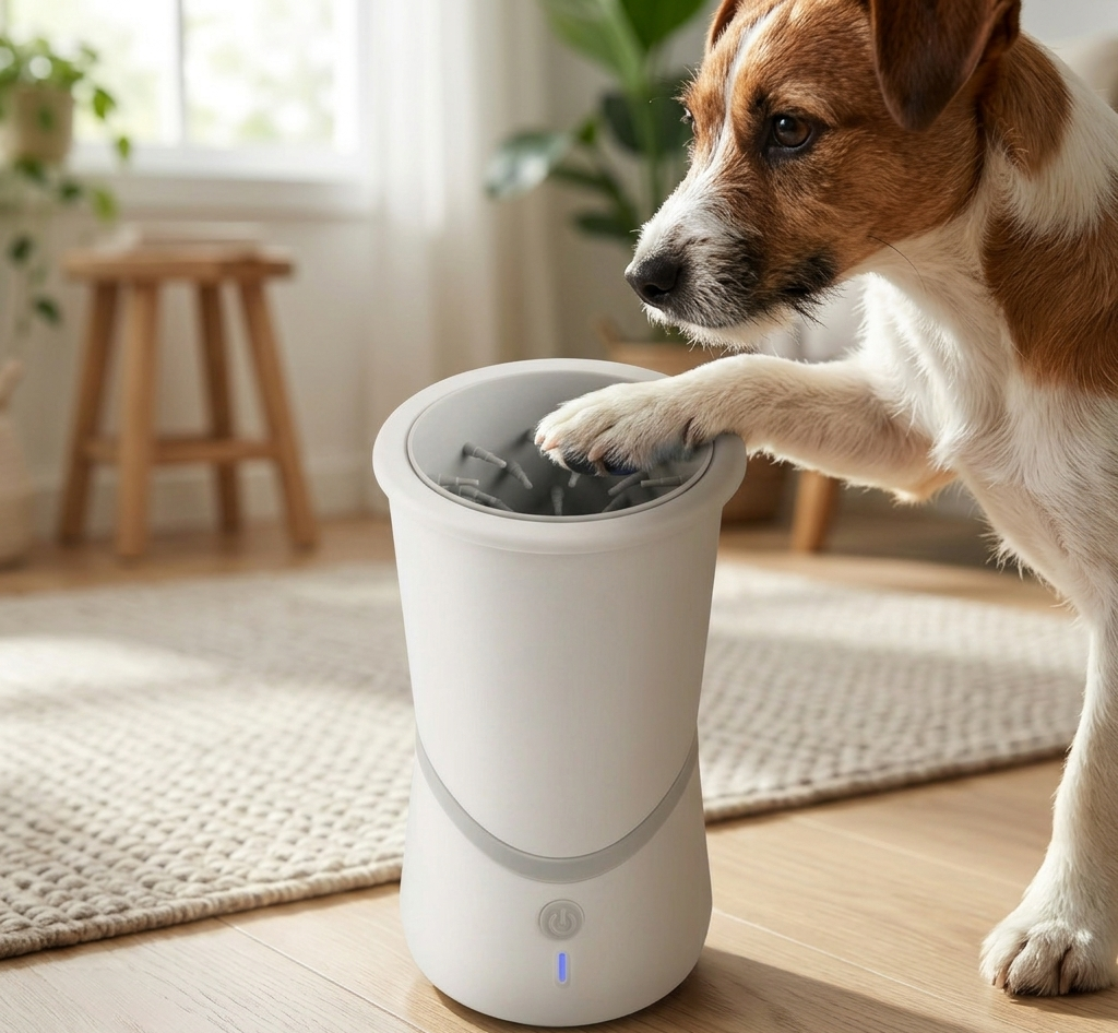 Automatic Dog Paw Cleaner | 360° Rotating Brush with Rechargeable Battery | Effortless Dog Feet Washing for Clean Home