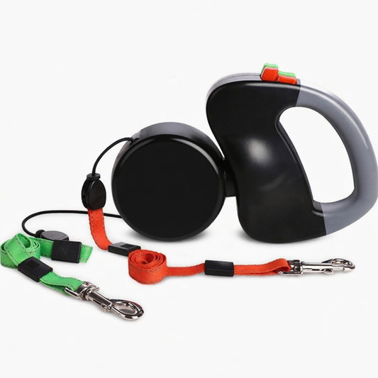 Retractable Dog Leash | Double Nylon Leash with Reflective Lines | Ergonomic Handle for Comfortable Walks