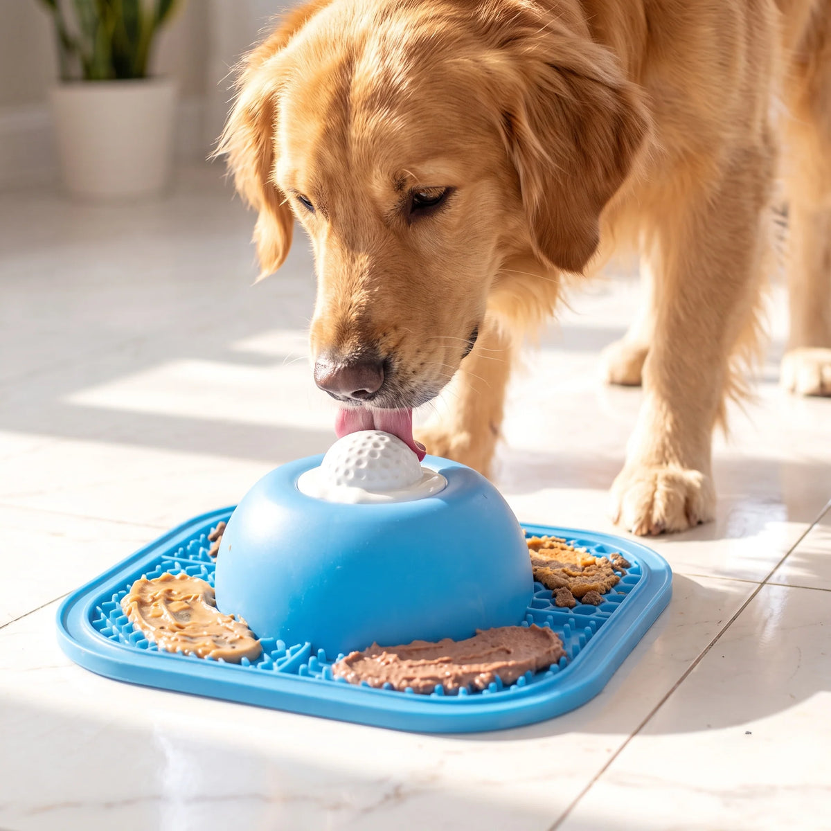 Interactive Pet Lick Mat | Slow Feeder with Rolling Ball | Engaging Mealtime Fun for Dogs and Cats 0