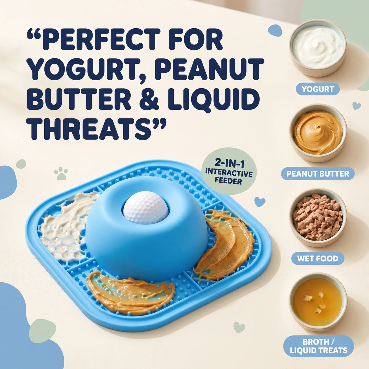 Interactive Pet Lick Mat | Slow Feeder with Rolling Ball | Engaging Mealtime Fun for Dogs and Cats 1