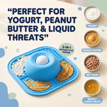 Interactive Pet Lick Mat | Slow Feeder with Rolling Ball | Engaging Mealtime Fun for Dogs and Cats 1