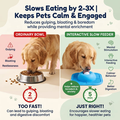 Interactive Pet Lick Mat | Slow Feeder with Rolling Ball | Engaging Mealtime Fun for Dogs and Cats 7