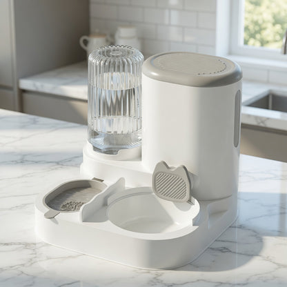 Pet Haven | Automatic Cat Feeder & Food Dispenser with Stainless Steel Design | Convenient 2-in-1 Feeding Station for Hydration and Nutrition