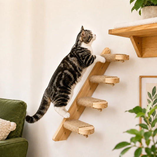 Paws in Awe | Cat Steps with Jute Grip for Easy Climbing – Space-Saving Solution for Indoor Cats 0