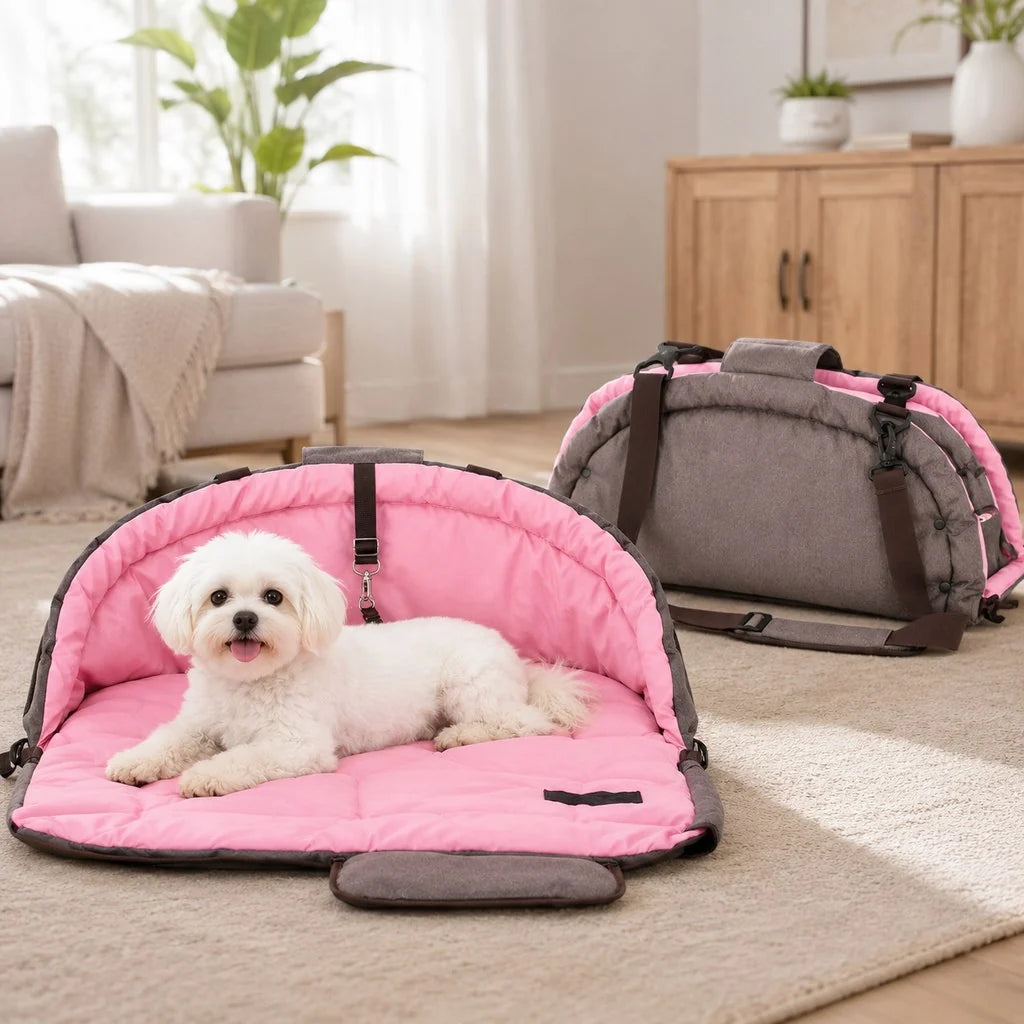 Paws in Awe | Dog Bed with Cushioned Comfort & Portable Carry Bag for Travel 1