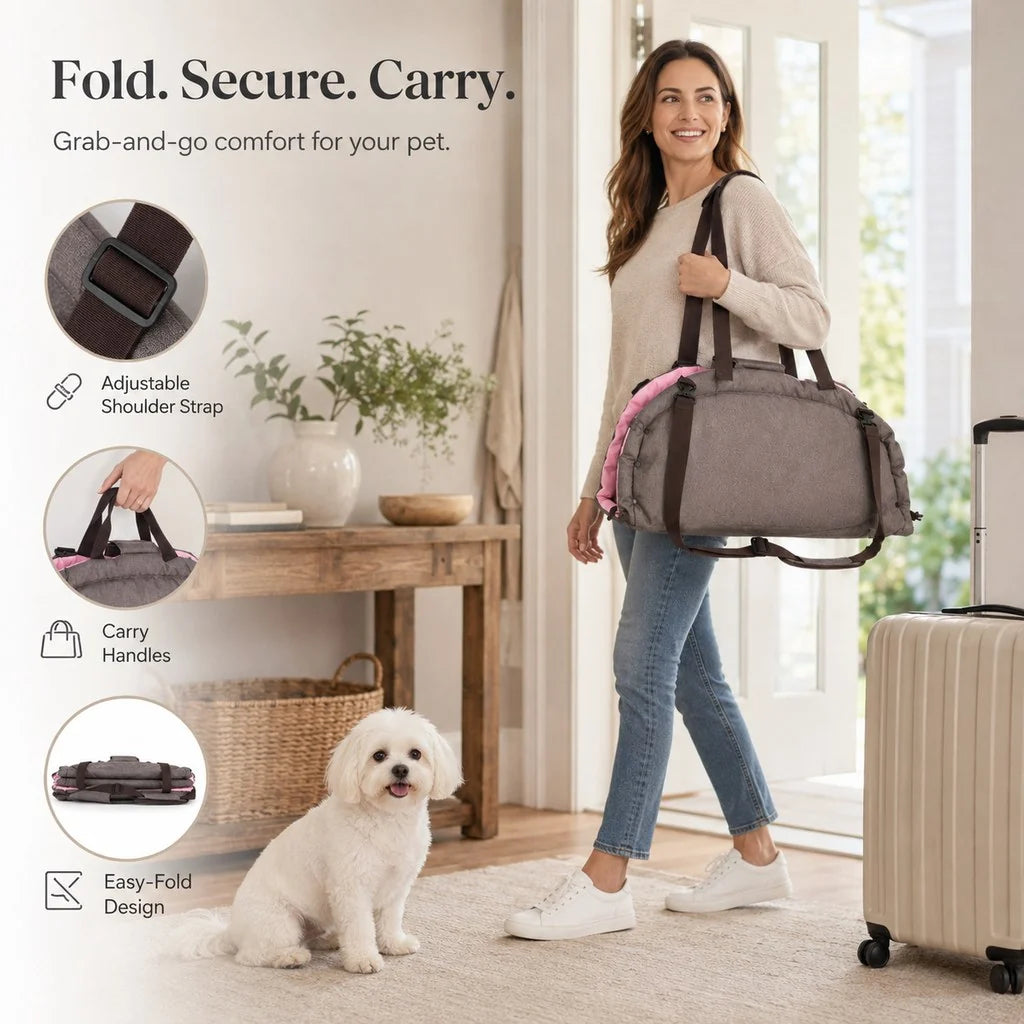 Paws in Awe | Dog Bed with Cushioned Comfort & Portable Carry Bag for Travel 5