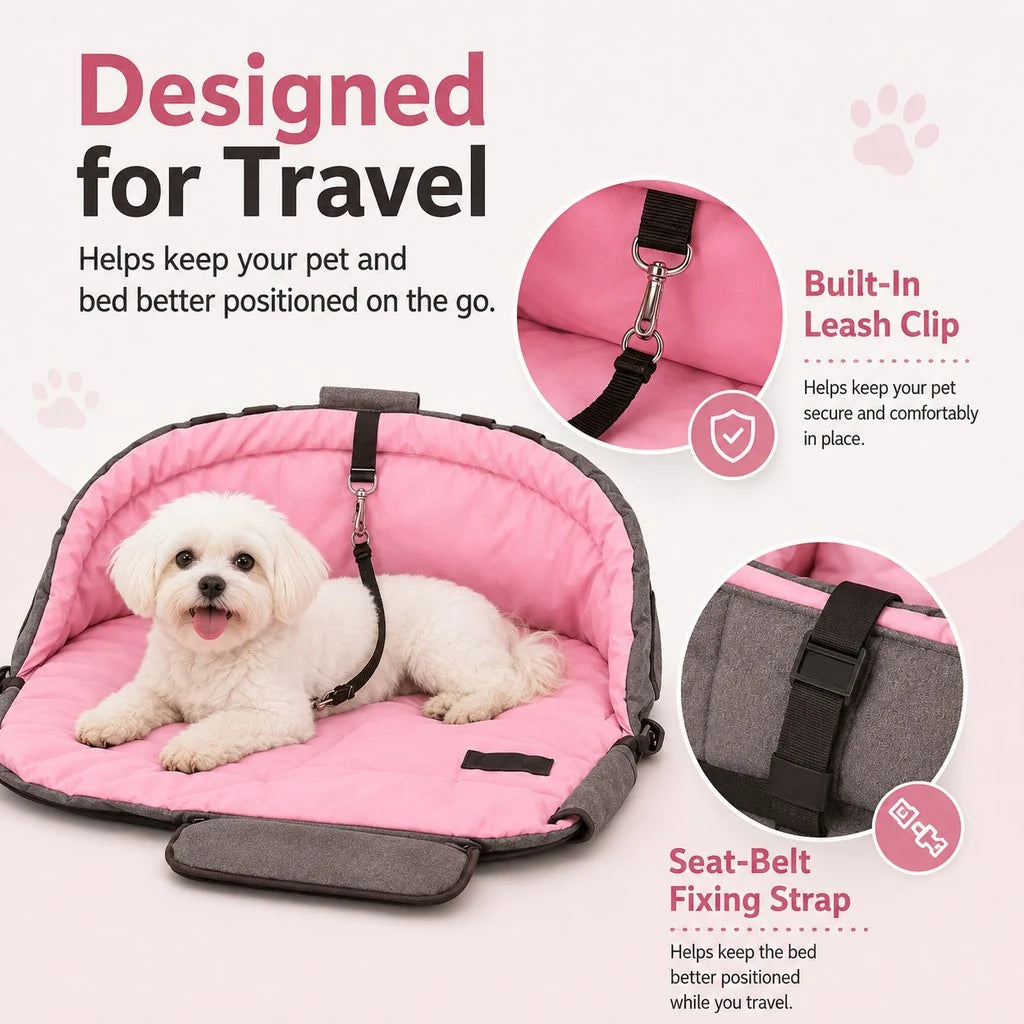 Paws in Awe | Dog Bed with Cushioned Comfort & Portable Carry Bag for Travel 6