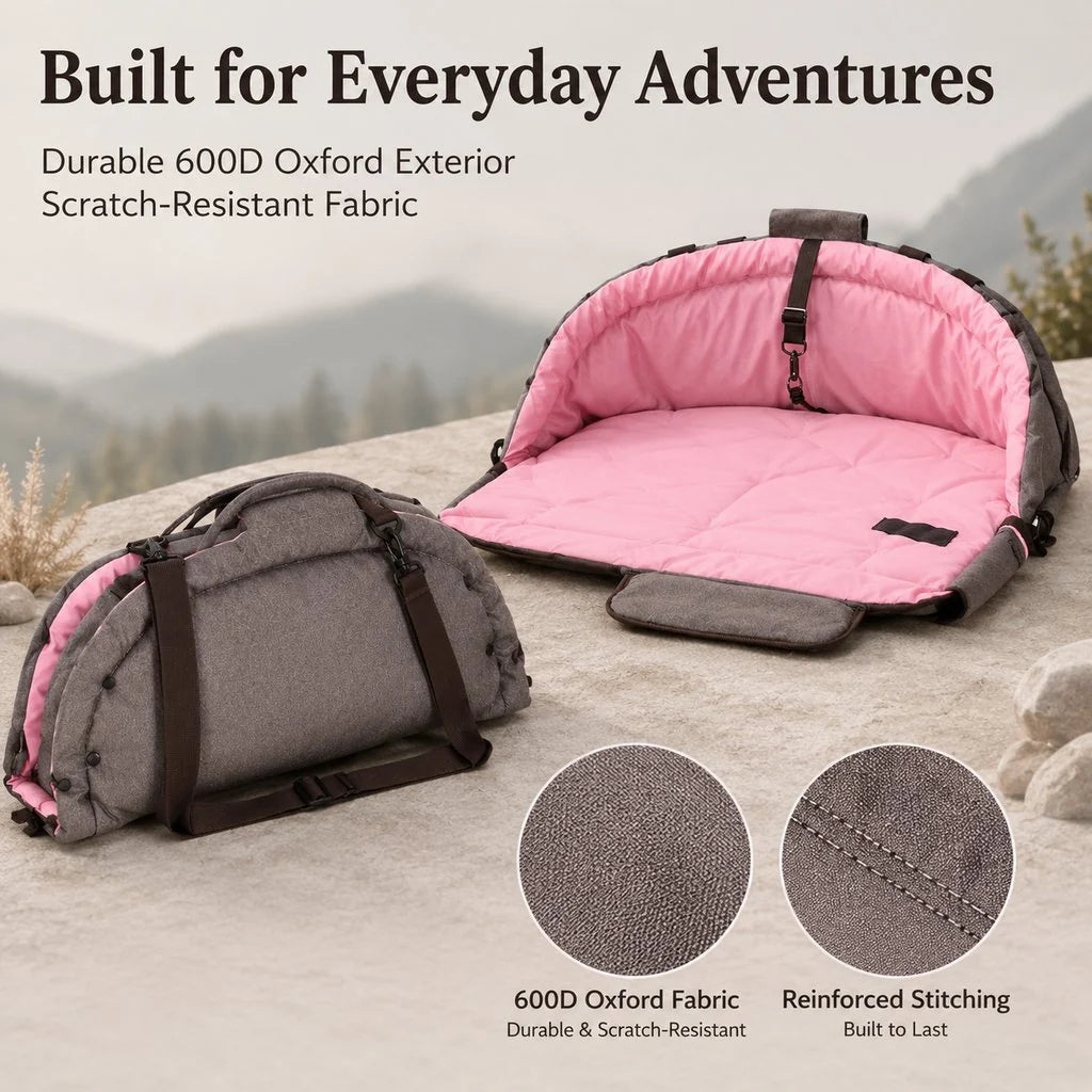 Paws in Awe | Dog Bed with Cushioned Comfort & Portable Carry Bag for Travel 8
