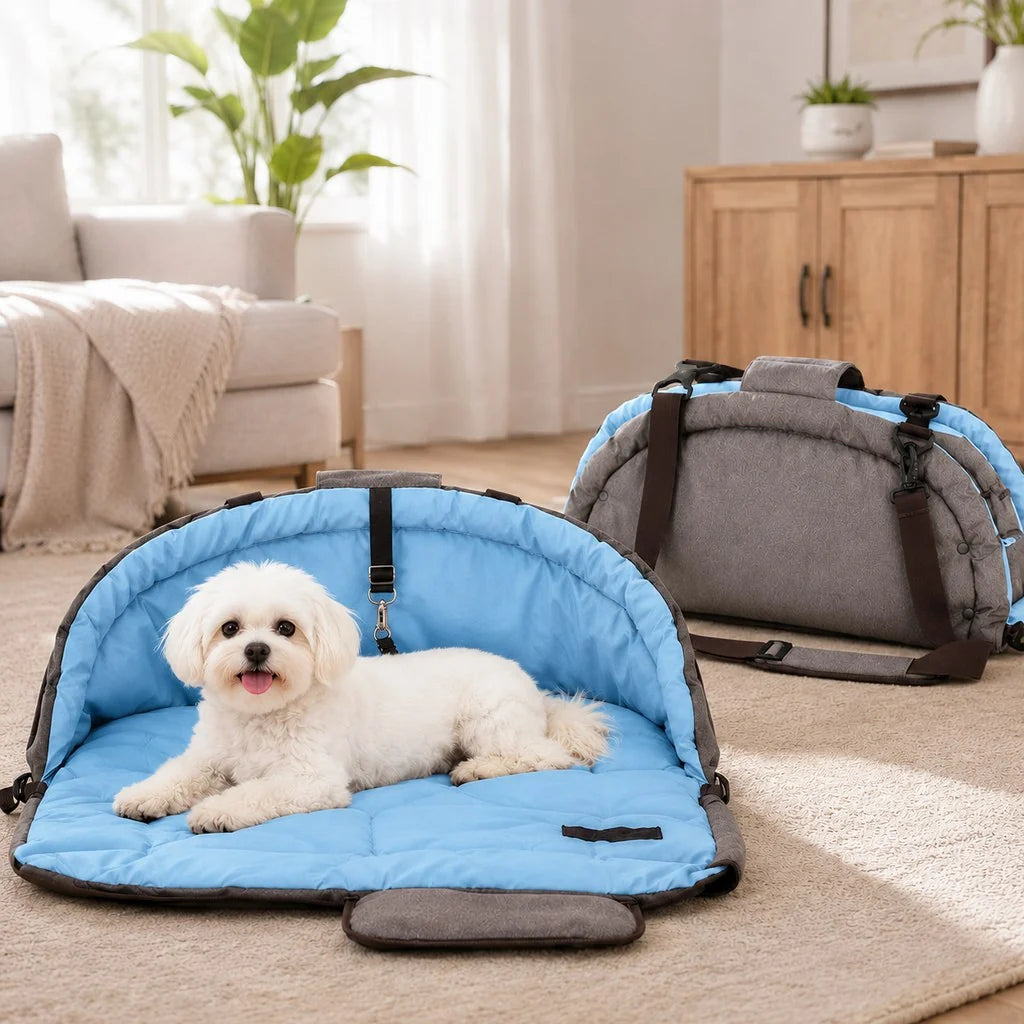 Paws in Awe | Dog Bed with Cushioned Comfort & Portable Carry Bag for Travel 9