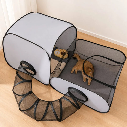 Paws in Awe | Indoor Cat Playpen with Tunnel & Resting Tent for Safe Play 0