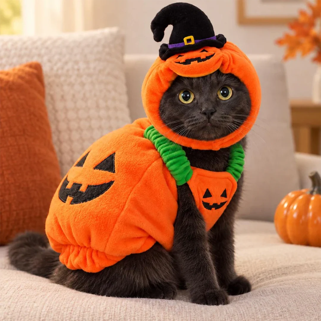 Pawswins Pumpkin Pet Costume for Halloween with Lightweight Design | Fun Outfit for Dogs and Cats 0