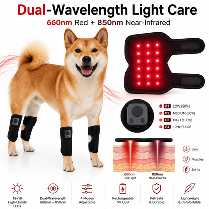 Rechargeable Red Light Therapy Knee Wrap for Dogs with Adjustable Timer | Soft and Comfortable Support for Mobility Care 4