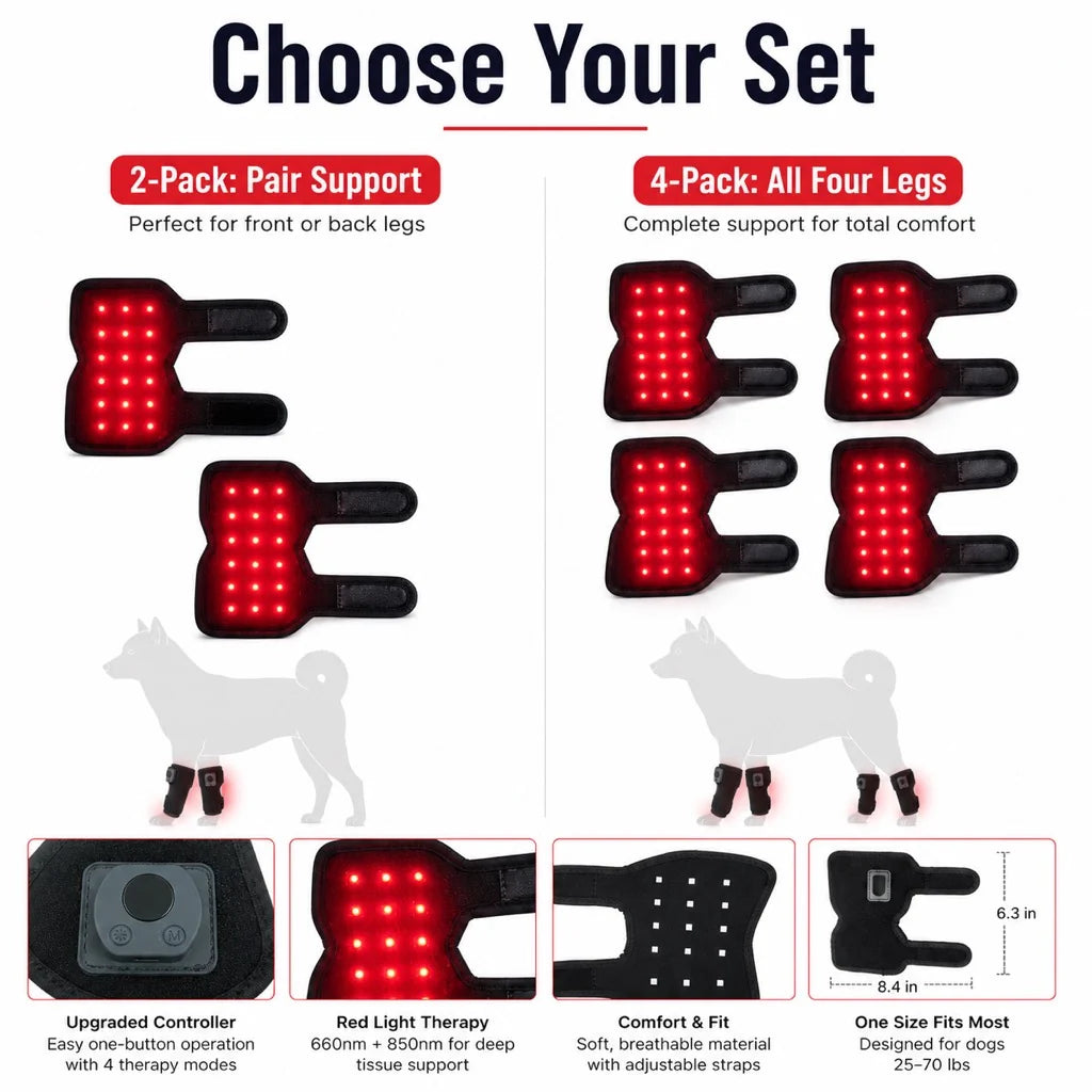 Rechargeable Red Light Therapy Knee Wrap for Dogs with Adjustable Timer | Soft and Comfortable Support for Mobility Care 8