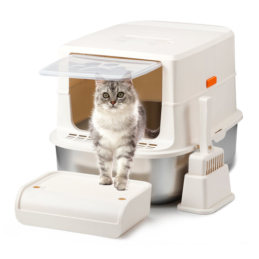 S01 Collection | Cat Litter Box with Enclosed Stainless Steel Design | Easy Clean for Enhanced Pet Hygiene 0