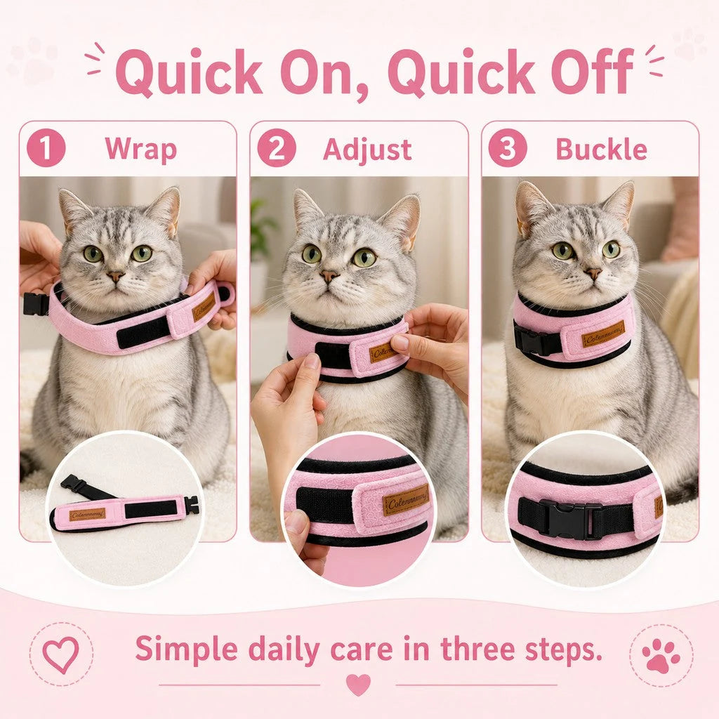 Soft Cat Recovery Collar | Adjustable Padded Neck Wrap with Open-Face Design | Comfortable Protection for Post-Surgery Healing 7